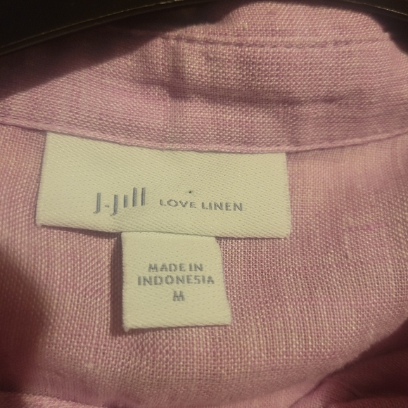 J Jill Love Linen Top Roll Tab Popover Lilac Purple Pink Sz Medium - Picture 4 of 14